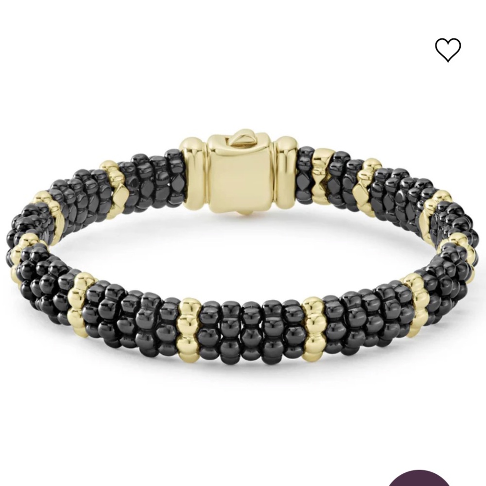 Lagos Black Ceramic and 18k Gold Beaded Bracelet - Picture 2 of 7